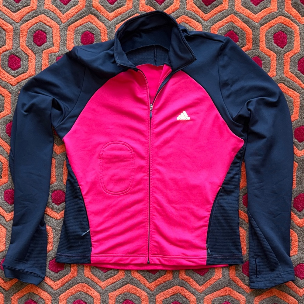 MAKE OFFER! Adidas Black and Pink Track Jacket Top Medium